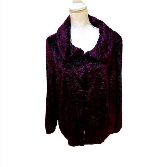 NWT Kate Hill faux curly lamb fur purple jacket - Picture 2 of 13